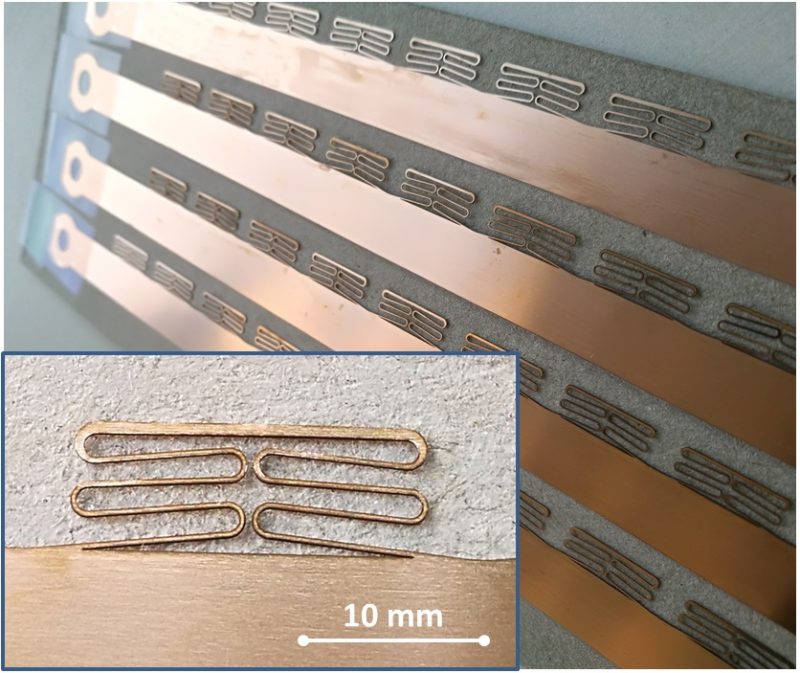 Laserschneiden von Kupferberyllium (CuBe) mit feiner Kontur (Blechdicke 0,15 mm)